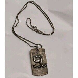 VTG 16" Italy CHAIN Script Initial "S" Snake 925 Sterling Silver Signed 10g